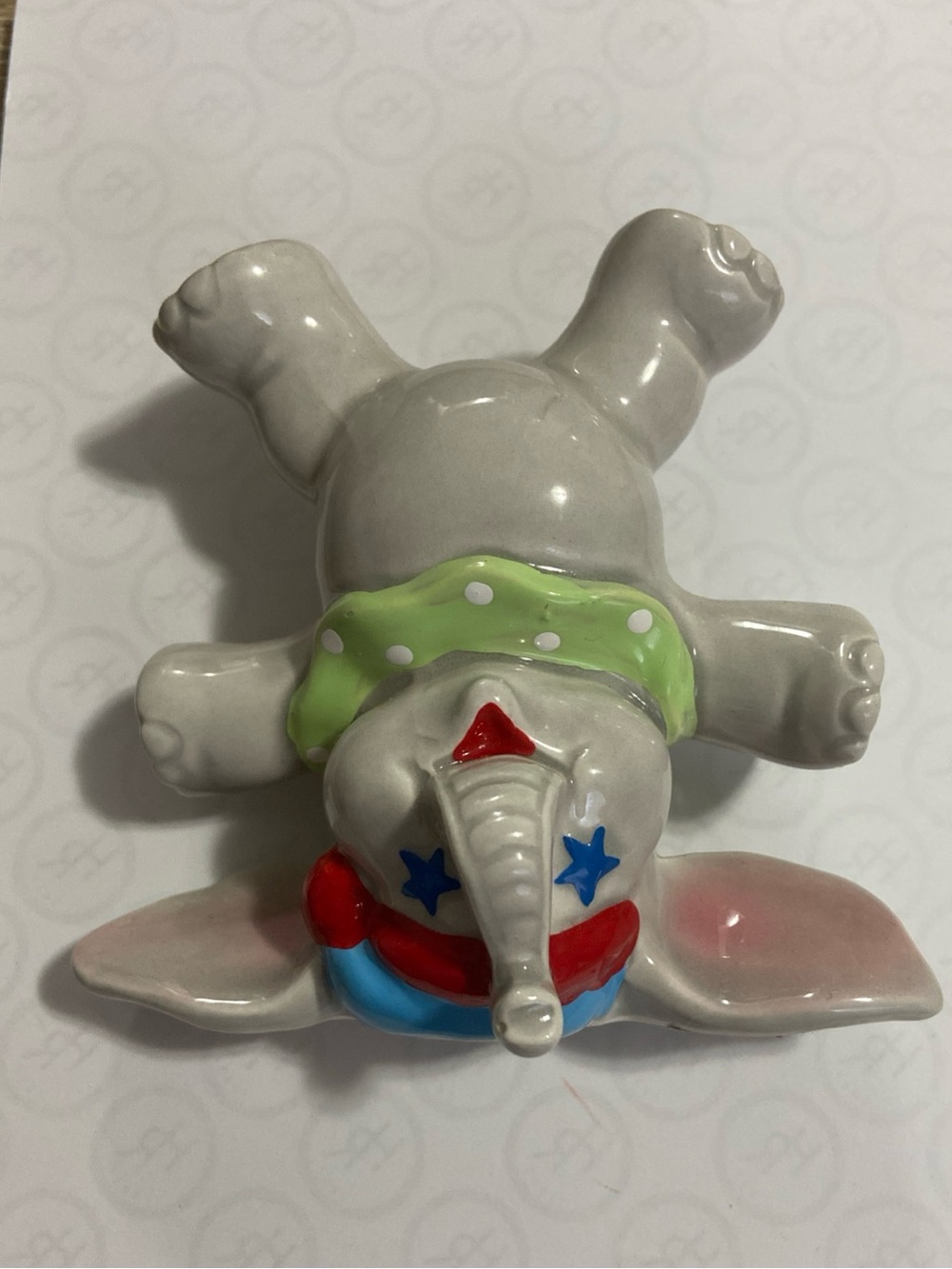 Vintage Ceramic Gray Elephant Figurine with Colorful Accents